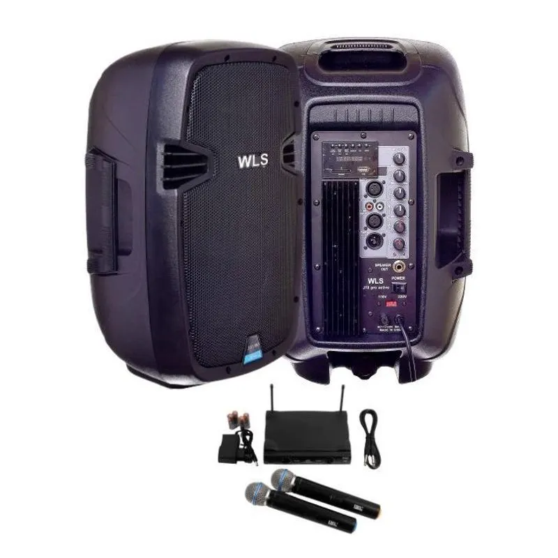 Caixa Wls J10 Pro Ativa 150W Rms Usb Bluetooth + 2 Mic S/Fio