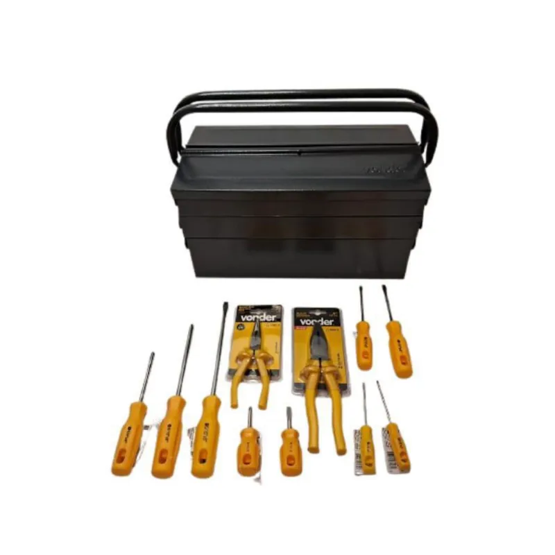 Caixa Metálica 5 Gavetas 40X19X20 Cm + Kit Ferramenta Vonder