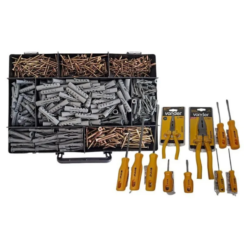 Kit Parafuso Chipboard 700 Pçs + Kit Ferramentas Vonder 11 Pçs
