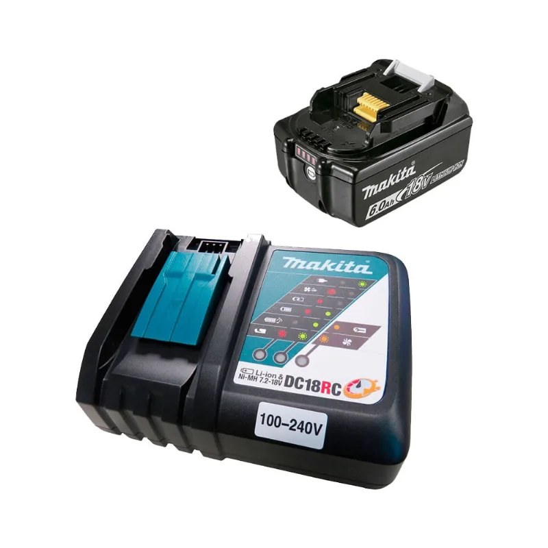 Kit Carregador Rápido Bivolt DC18RC e Bateria 18V 6Ah BL1860B Makita