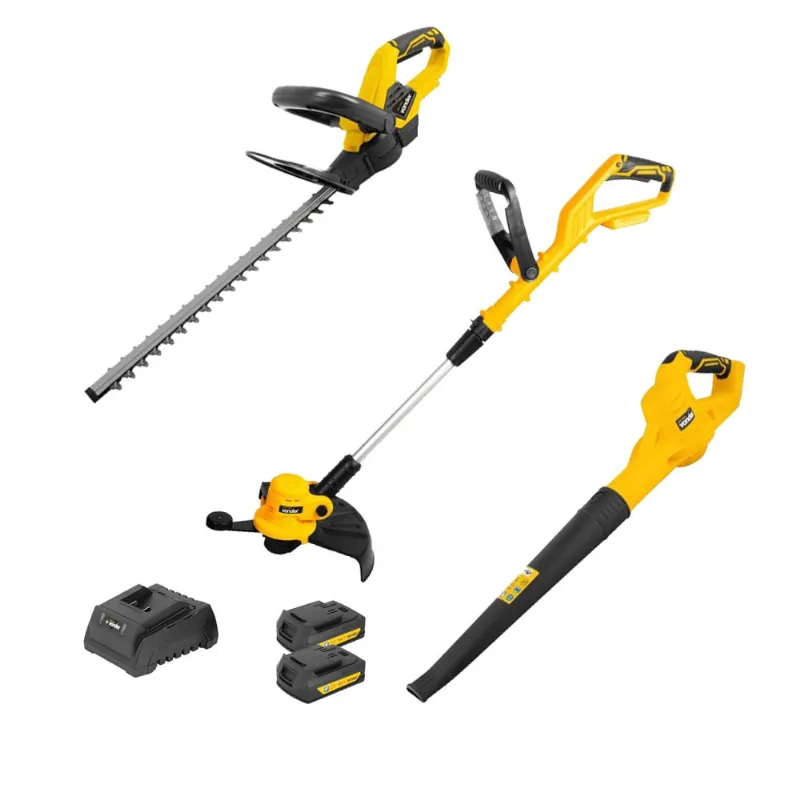 Kit Aparador Grama + Cerca Viva + Soprador de Folhas 2 Bat 18V 2AH saavk Vonder
