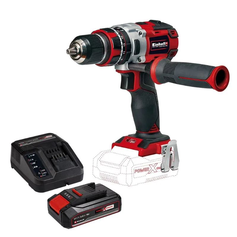 Parafusadeira Furadeira Impacto Com Bateria e Carregador 18V 2,5Ah Brushless te-cd 18 Li-i bl Einhell