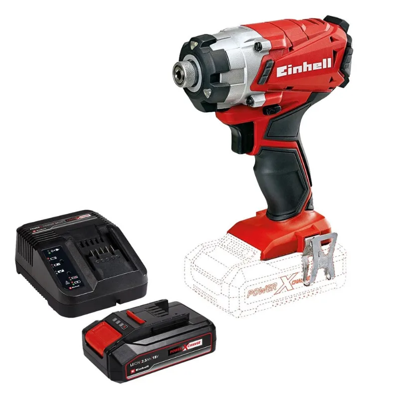 Parafusadeira Chave de Impacto 1/4 Pol Com Bateria e Carregador 18V 2,5Ah te-ci 18/1 Li Einhell