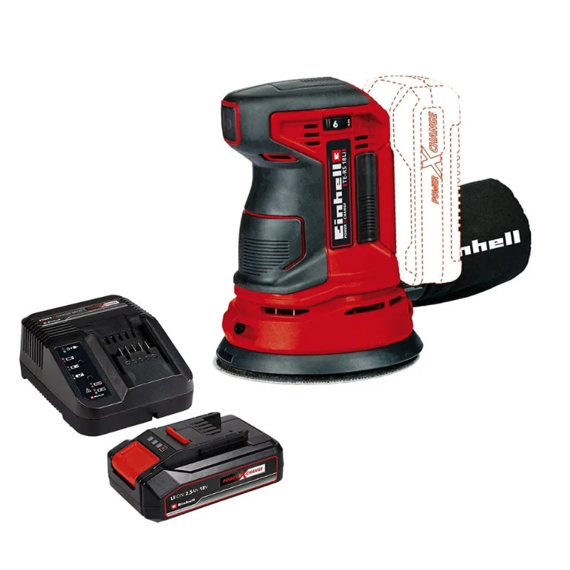 Lixadeira Roto Orbital Velocidade Variável Bateria 18V 2,5Ah te-rs 18 li Einhell