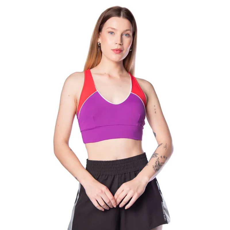 Top Feminino Estilo do Corpo Bicolor Roxo - M