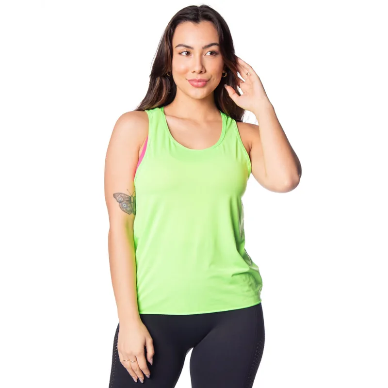 Regata Feminina Estilo do Corpo Esportiva Verde Neon - P