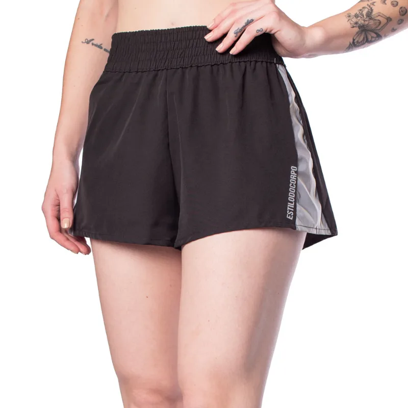 Short Feminino Estilo do Corpo Ergonomic Refletivo Preto - M