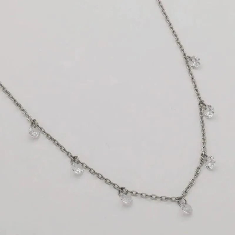 Choker aço 316L com 7 zircônias 5MM 34CM