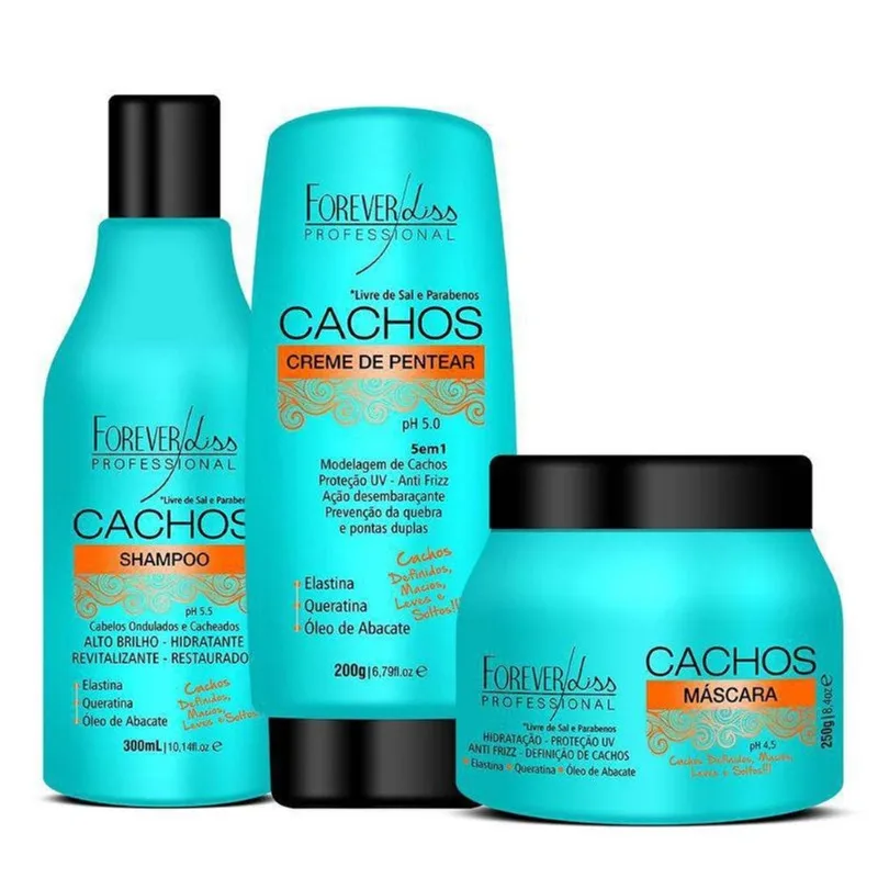 Kit Forever Liss Cachos Shampoo + Máscara + Creme Pentear