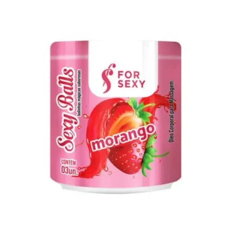 Bolinhas Eróticas Beijáveis Morango Lubrifica 3un Sexy Ball