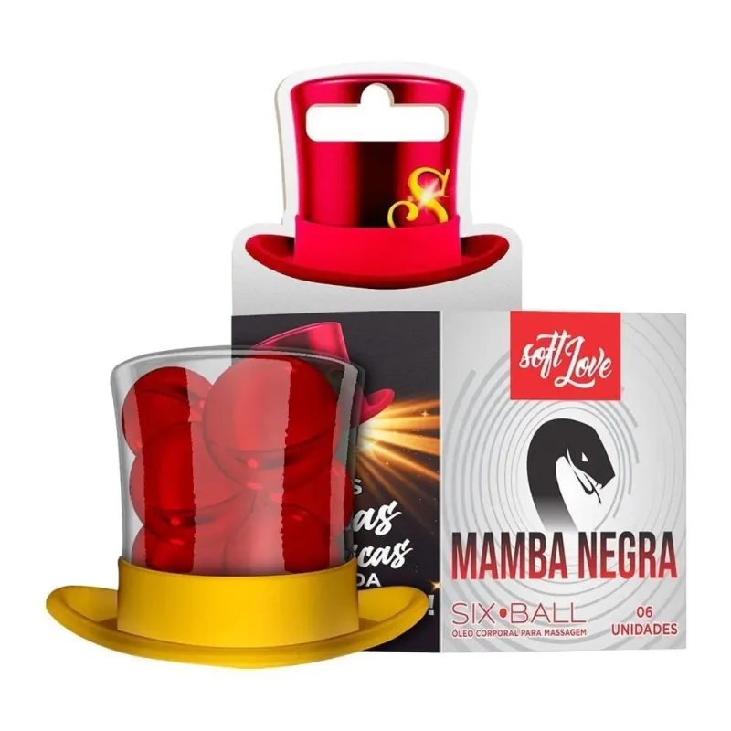 BOLINHA SIX BALL MAMBA NEGRA 06 UNIDADES SOFT LOVE