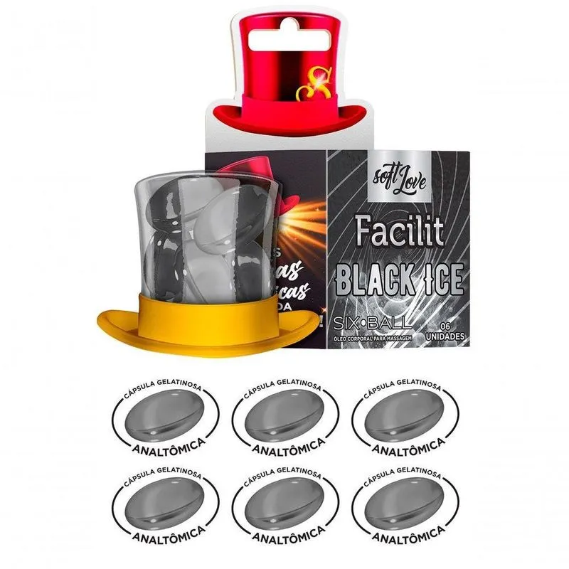 Six Ball Facilit Black Ice Bolinha 6 Unidades Soft Love