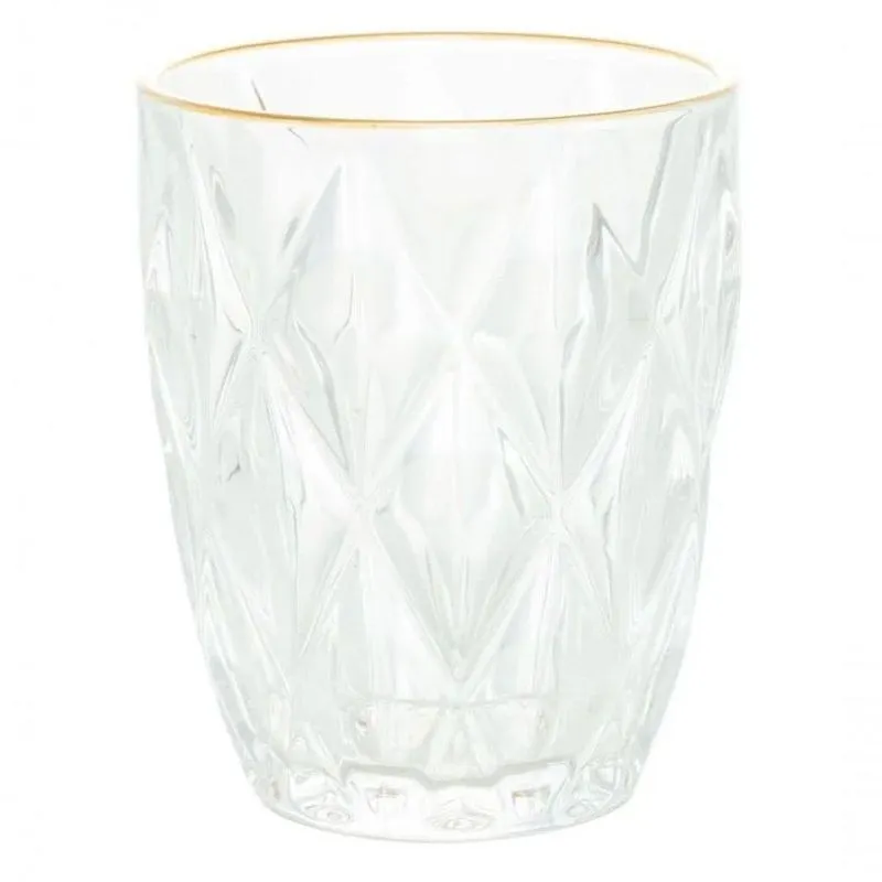Copo De Vidro Diamond Transparente Fio De Ouro 270ml - Lyor