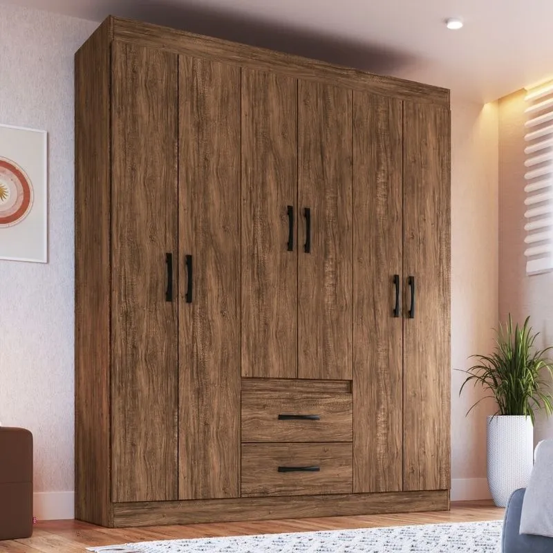 Guarda Roupa Solteiro 6 Portas 2 Gavetas Montevideu Doripel