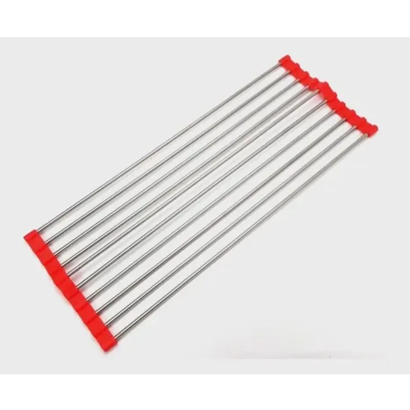 Escorredor De Louça E Fruta Inox Esteira Flexivel Vermelho