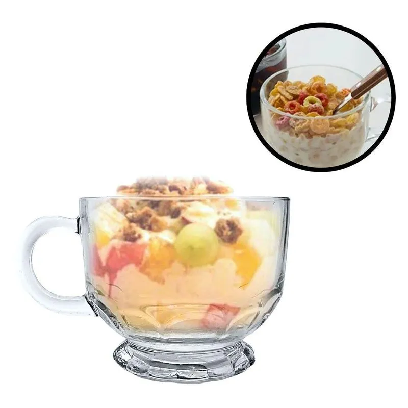 Xícara Jumbo Caneca Consumê Caldos Cereais Em Vidro Com Alça