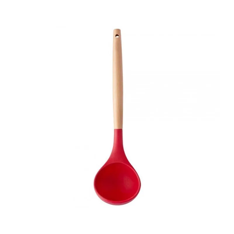 Concha Em Silicone 31cm Vermelho 15047 Cabo Em Madeira - Em Casa Tem
