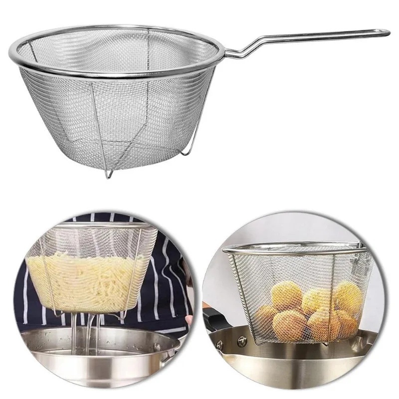 Cesto Para Fritura Malha Fina De Inox 30x16,5cm De