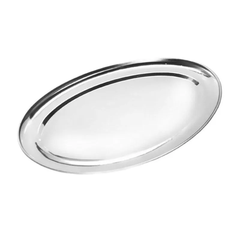 Bandeja Travessa Oval Rasa Inox Servir Porções Batata 25 Cm