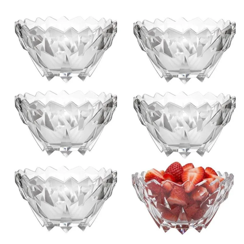 Jogo 6 Bowl De Sobremesa Pote Tigela De Vidro Transparente Rocks 230ml Em Casa Tem