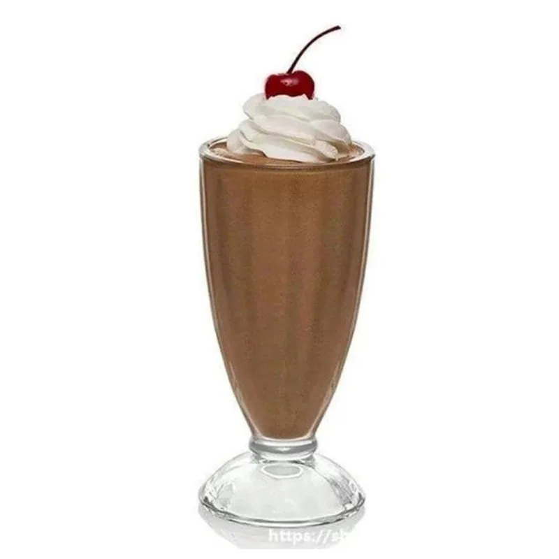 Copo De Milk Shake Taça De Vidro Transparente Sorveteria 380ml Em Casa Tem