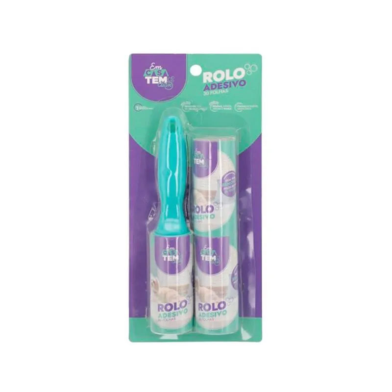 Rolo Adesivo Tira Pelo + 2 Refis 30 Folhas - Cores Sortidas