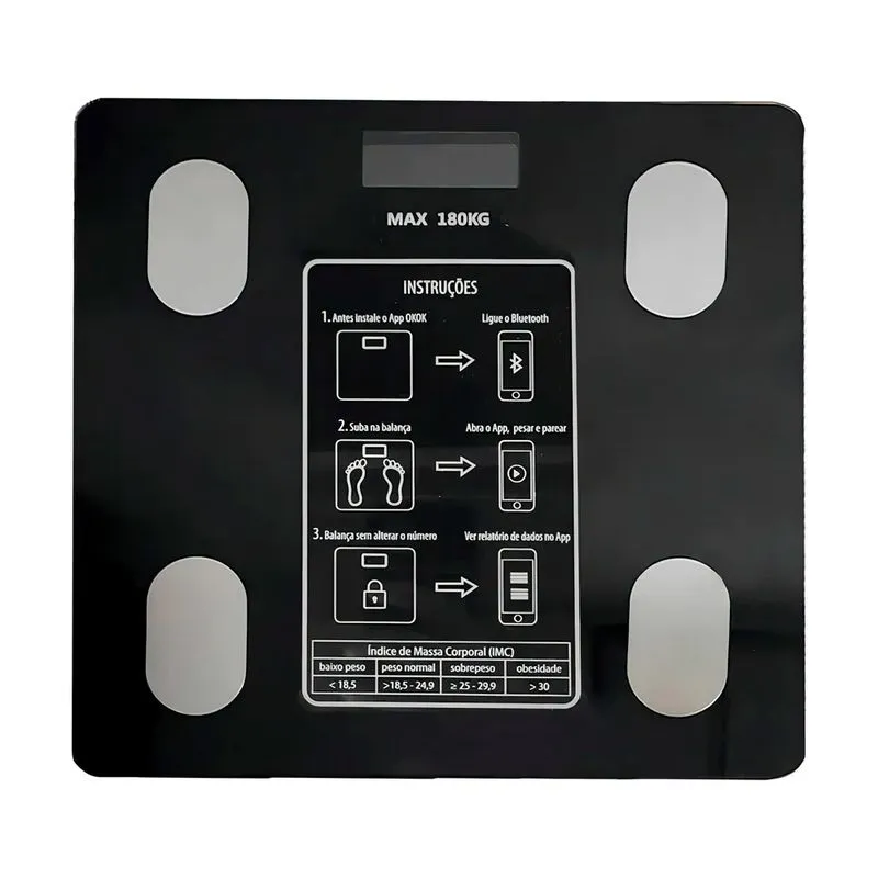 Balança Digital Bioimpedância Bluetooth Até 180kg Em Casa Tem