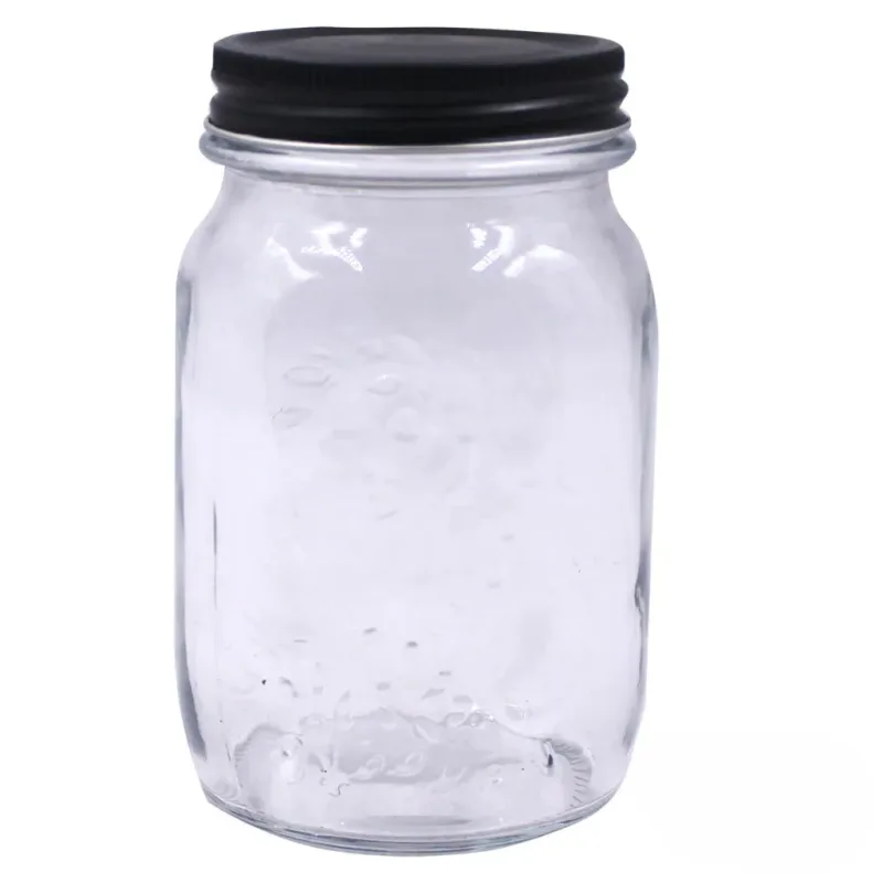 Pote Vidro Tampa Preta 1L Em Casa Tem Glass