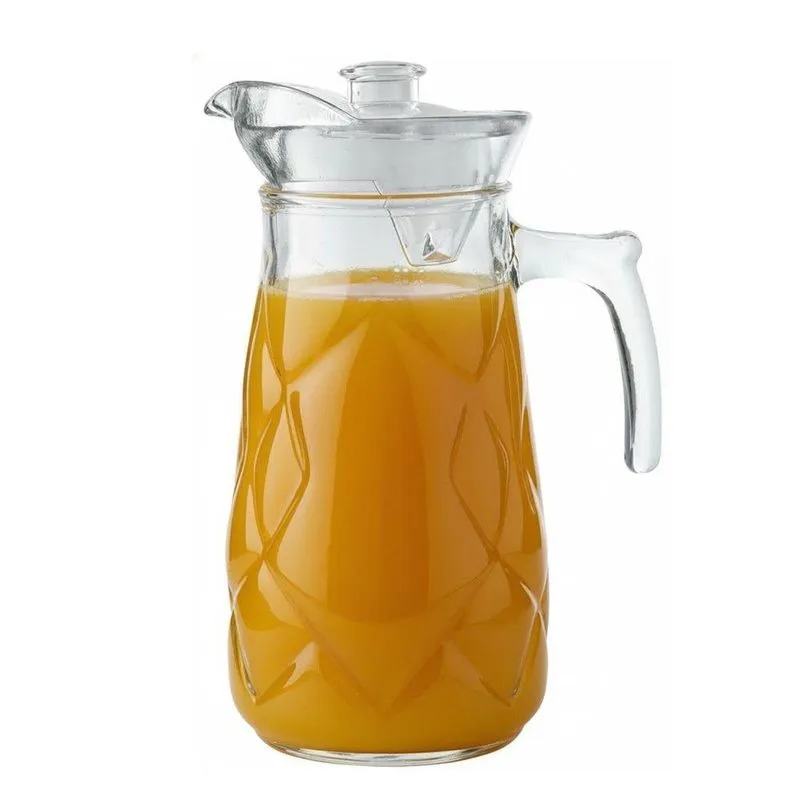 Jarra De Vidro Para Suco Água Com Tampa Acrílico Transparente Bruxelas 1,8l Em Casa Tem