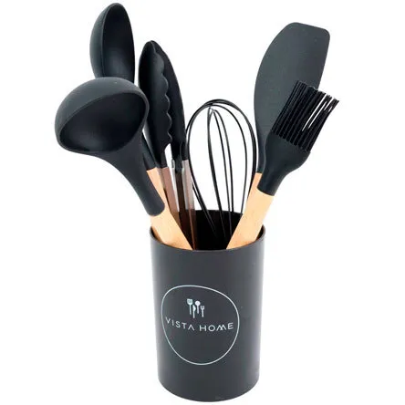 Jogo de Utensilios de Silicone Preto