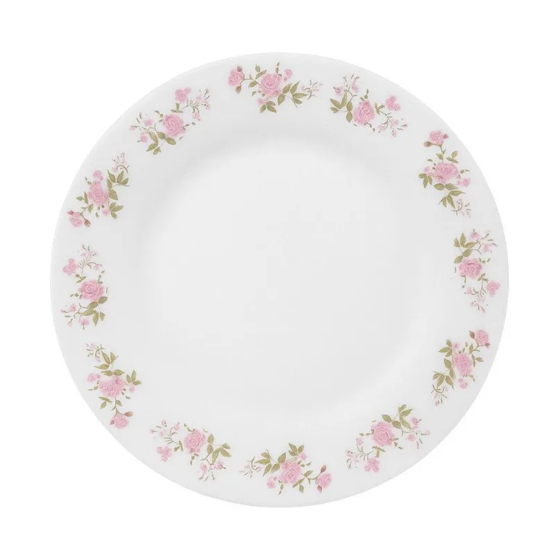 Prato Raso De Vidro Branco Flowers Flores Pink 25,5cm Em Casa Tem