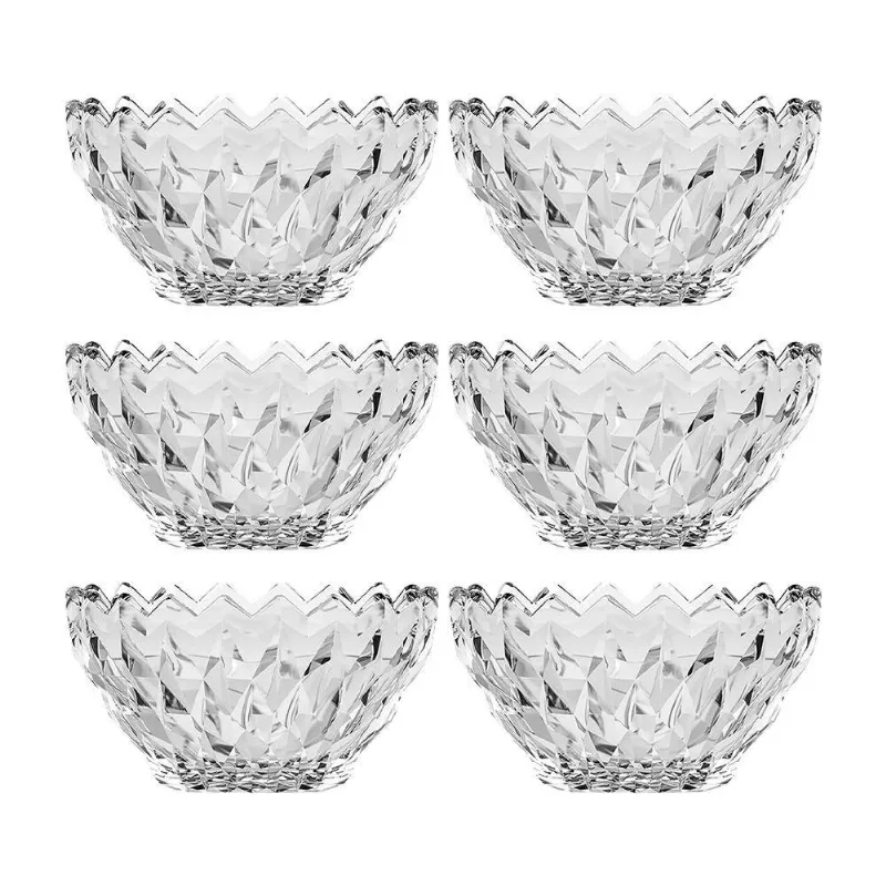 Jogo 6 Taça De Sobremesa Bowl Vidro Diamante Transparente Galaxy 280ml Em Casa Tem