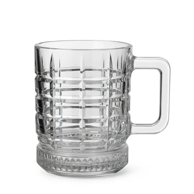 Caneca de Vidro Elusia para Café e Cappuccino 250ML Relevo Quadrados Transparente em Casa Tem