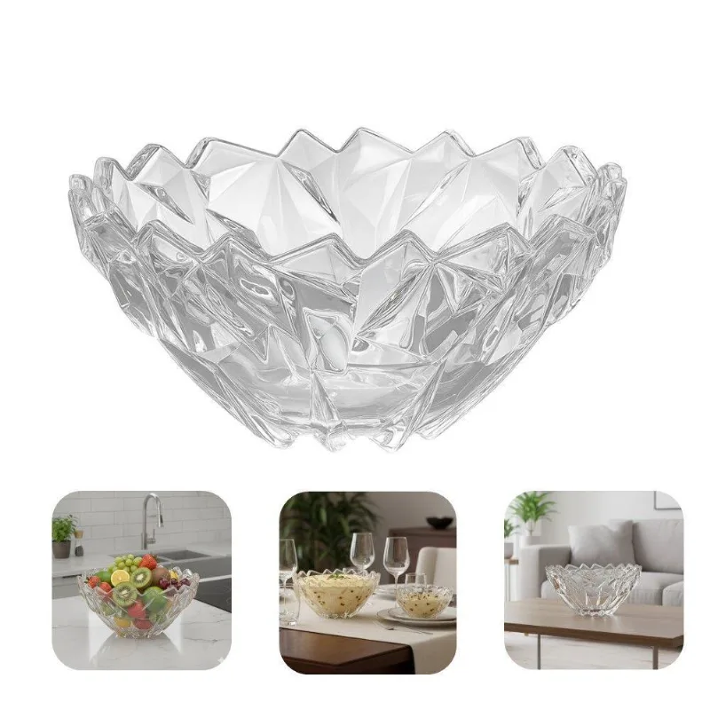 Centro de Mesa Rocks Fruteira de Vidro para Servir e Decorar Transparente em Casa Tem 22CM