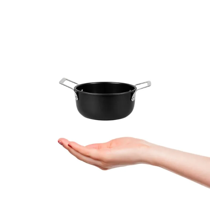Caçarola Mini Alça Inox Preto Couvert Servir Entrada 10cm