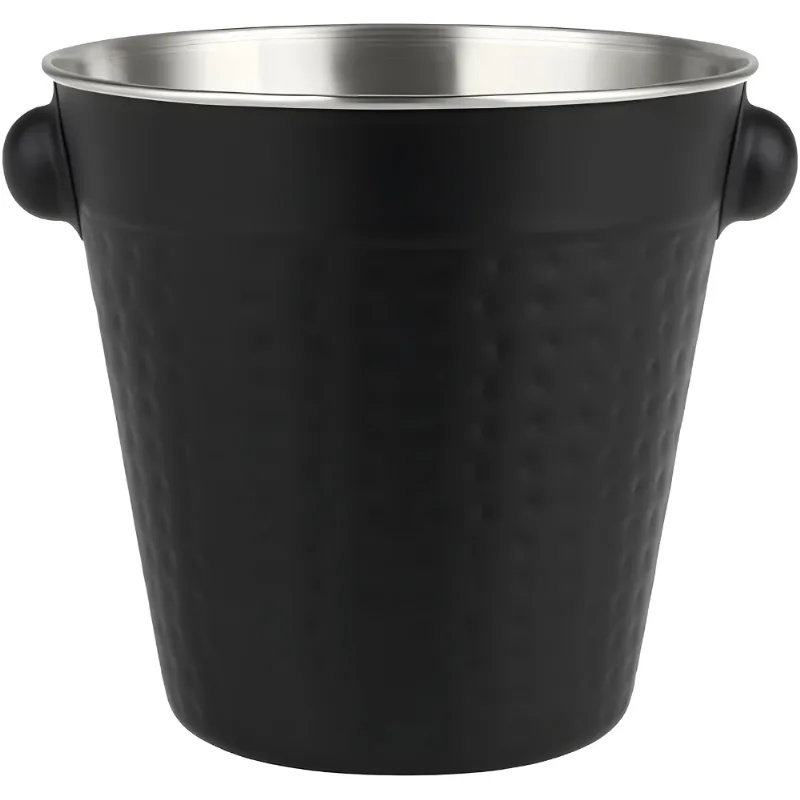 Balde de Gelo Preto em Aço Inox 13x14x14cm 1 Litro - Em Casa Tem