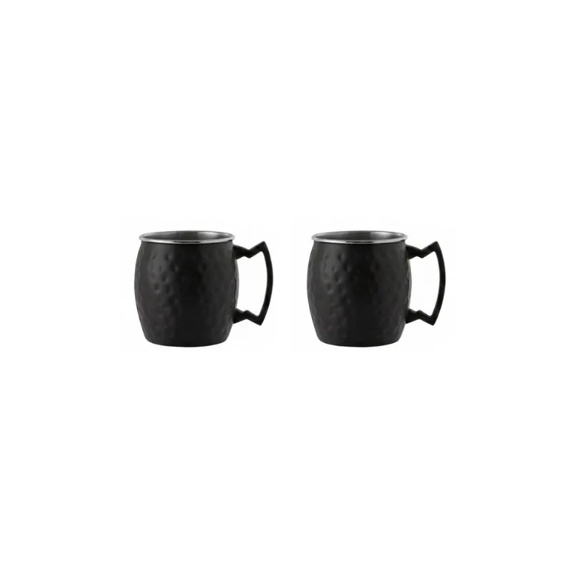 Mini Caneca Moscow Mule Inox Preto Pequena 60ml Finger Food 2un