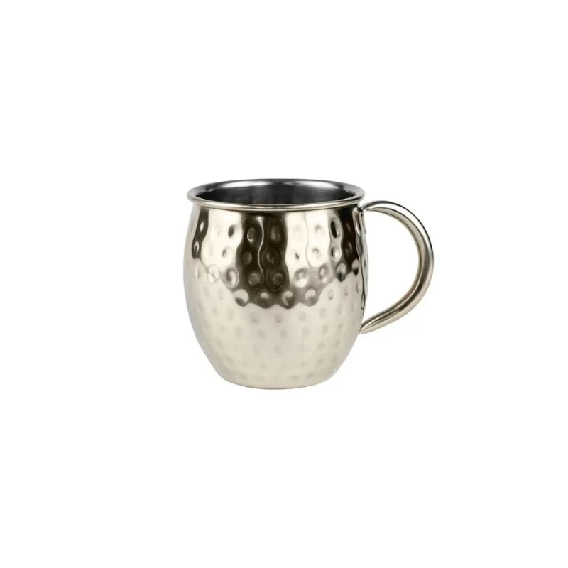 Caneca Moscow Mule Martelada Inox Dourado Velho 580ml Bar Drink
