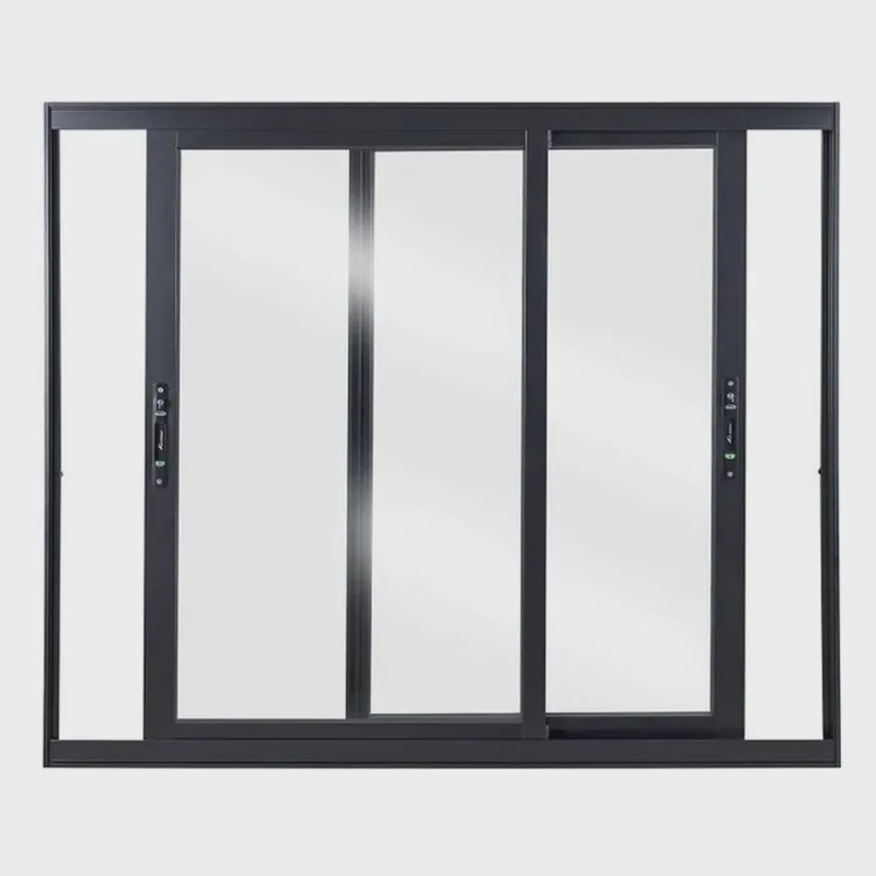 Janela de Aluminio de Correr 100x100cm 2 Folhas com Vidro Liso Preto
