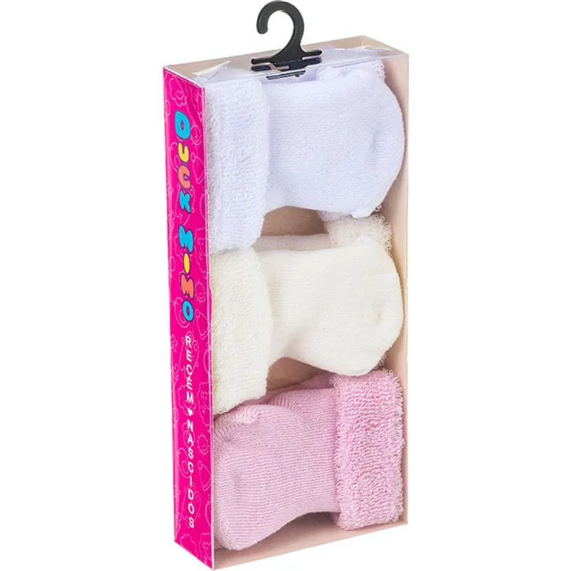 Meia Duck Atoalhada Menina 3405 Kit C/3 Cores/Estampas Sortidas