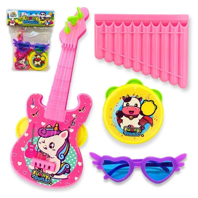 Brinquedo Musical Infantil Kit Pandeiro Guitarra Para Bebe