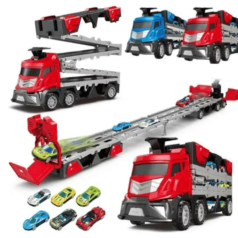 Kit Caminhão Cegonha/Pista com 6 Carrinhos - Toy King UNICA