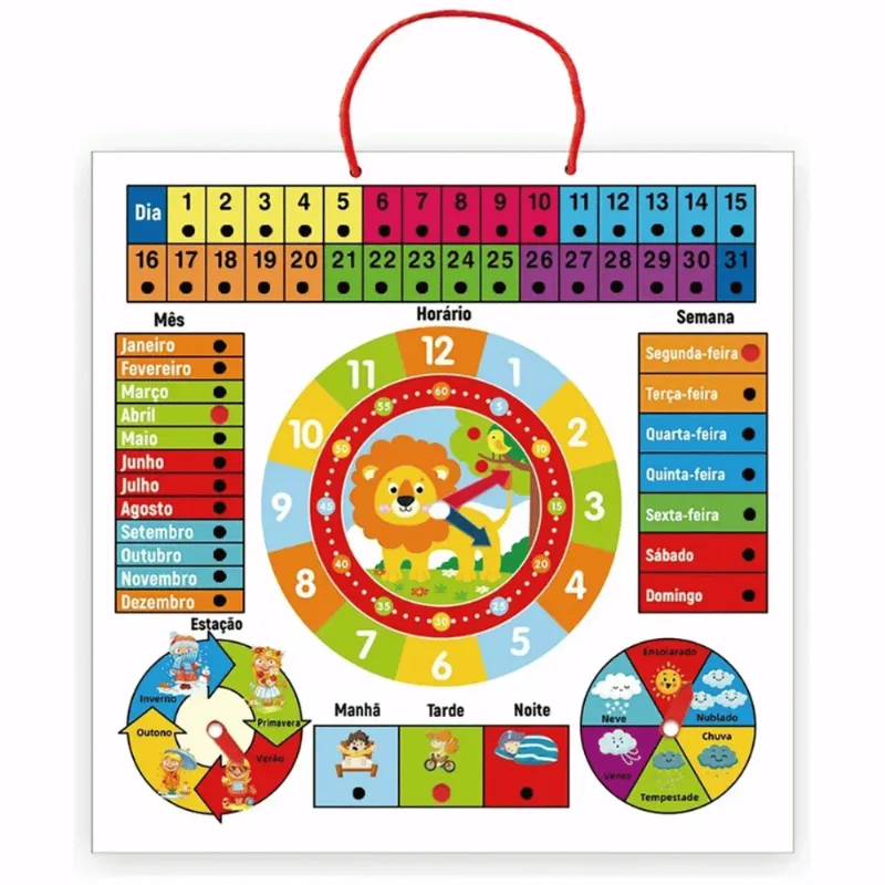 Quadro Multiatividades Calendário Infantil Leãozinho Educativo - Toy King UNICA