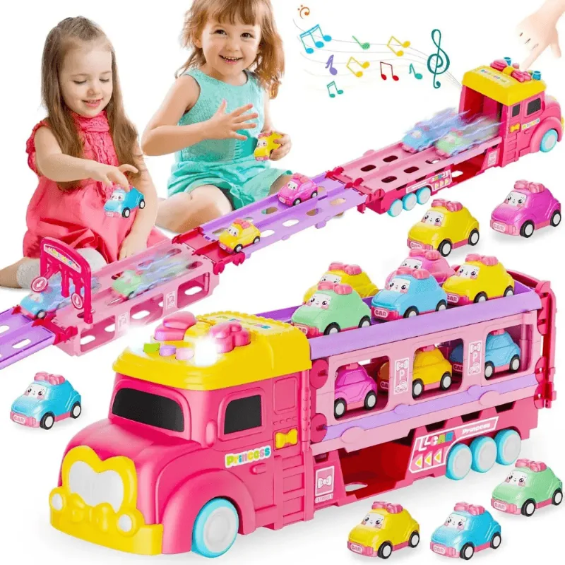 Caminhãozinho Cegonheira Pista das Princesas com Carrinhos - Toy King UNICA