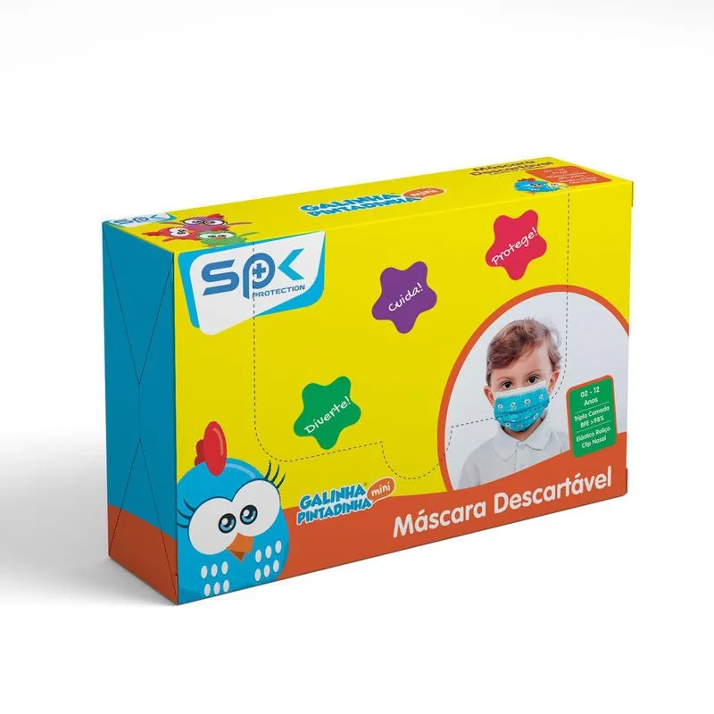 Caixa 25 Mascaras Galinha Pintadinha Mini
