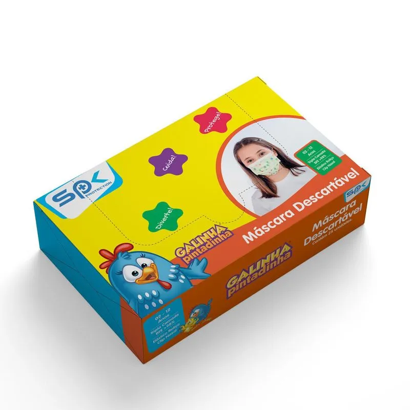Caixa 25 Mascaras Galinha Pintadinha Escolar