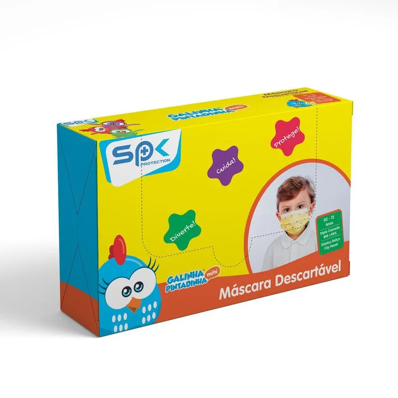 Caixa 25 Mascaras Galinha Pintadinha Pintinho Amarelinho