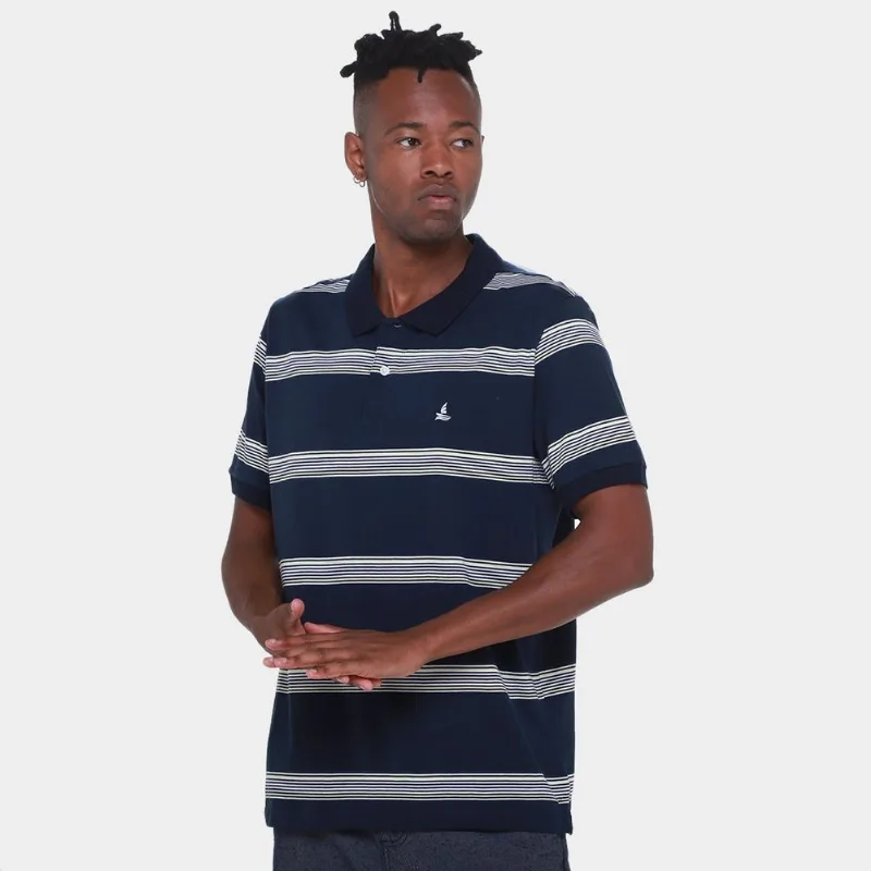 Camisa Polo Lucky Sailing Listrada Masculina - Masculino - Marinho