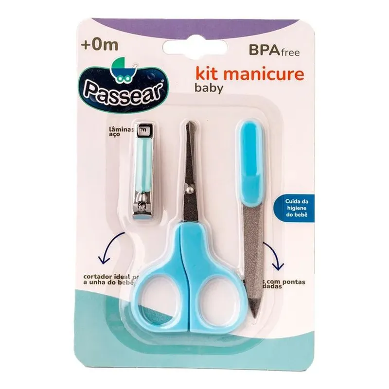 Kit Manicure Baby Passear Azul 0+ meses