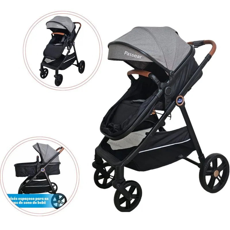 Carrinho Bebê 3 Em 1 Passear Apolo Moisés Reversível Capota